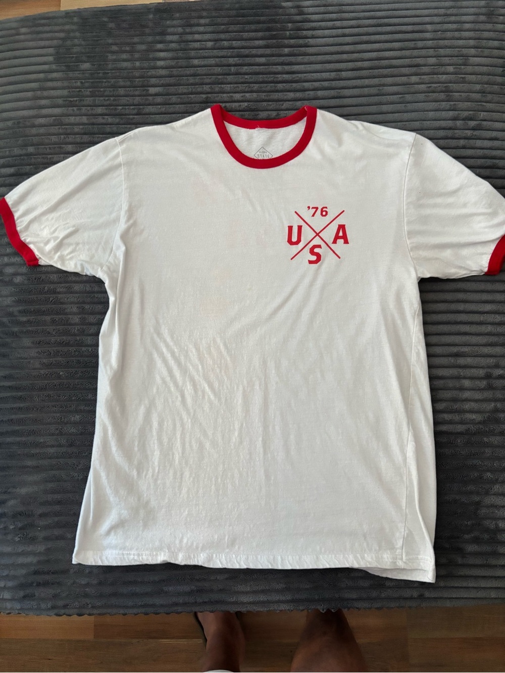 White & Red USA '76 Ringer T-Shirt - Men's
